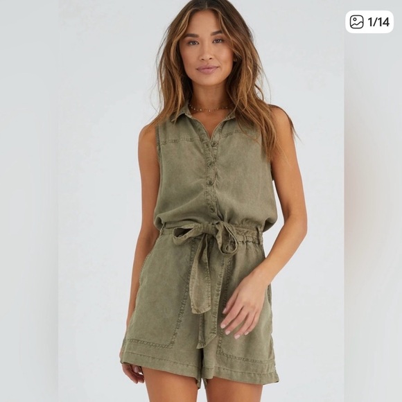 Bella Dahl Pants - Bella Dahl Olive Green Sleeveless Romper